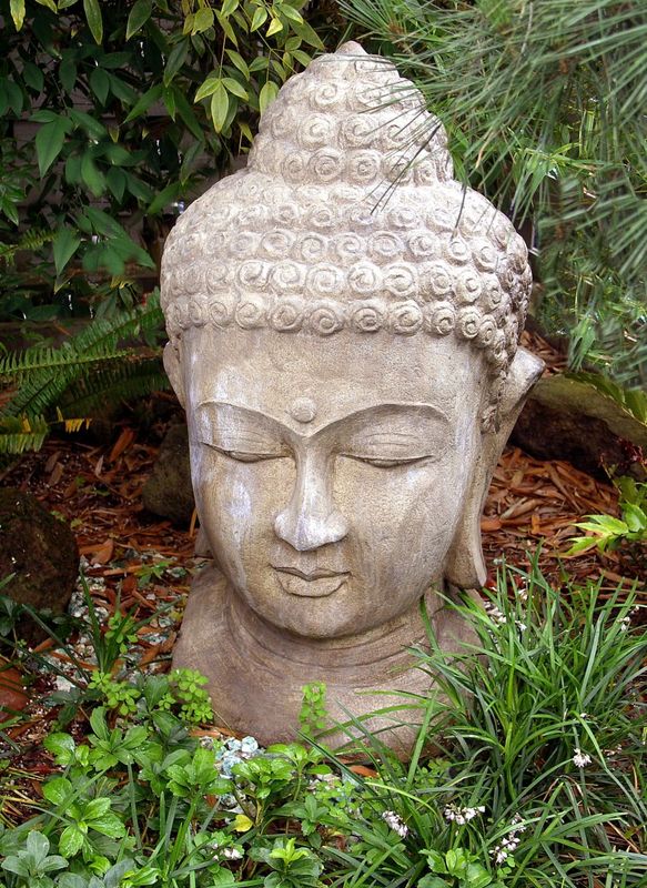 Tuinposter 'Stenen buddha / boeddha beeld' - Tuinposters